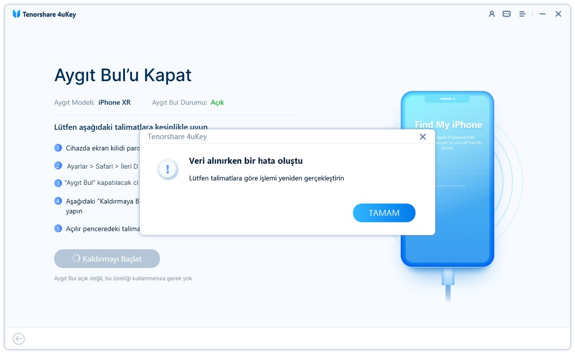 Veri alınırken bir hata oluştu hatası örneği