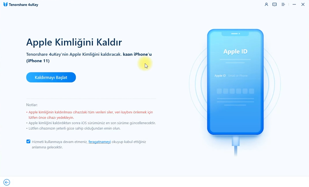4ukey ile apple kimliğini kaldırma