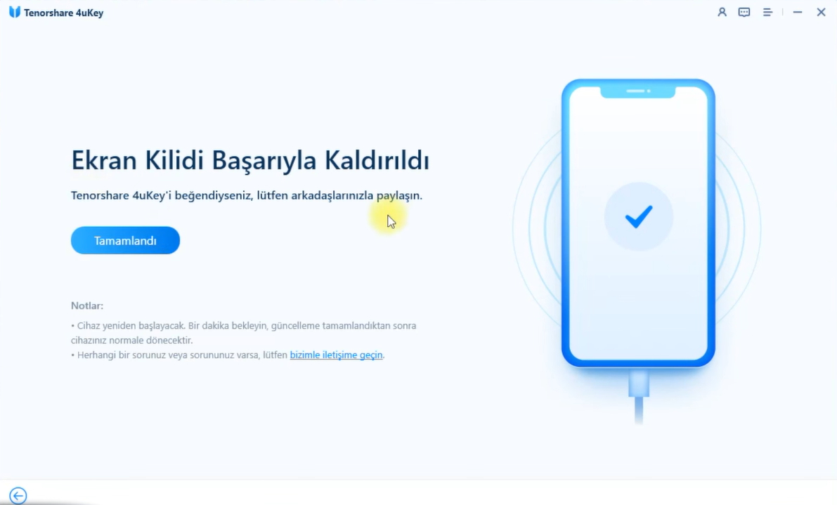 ekran kilidi kaldırıldı