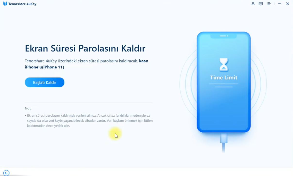 4ukey ekran süresi parolasını kaldırma özelliği