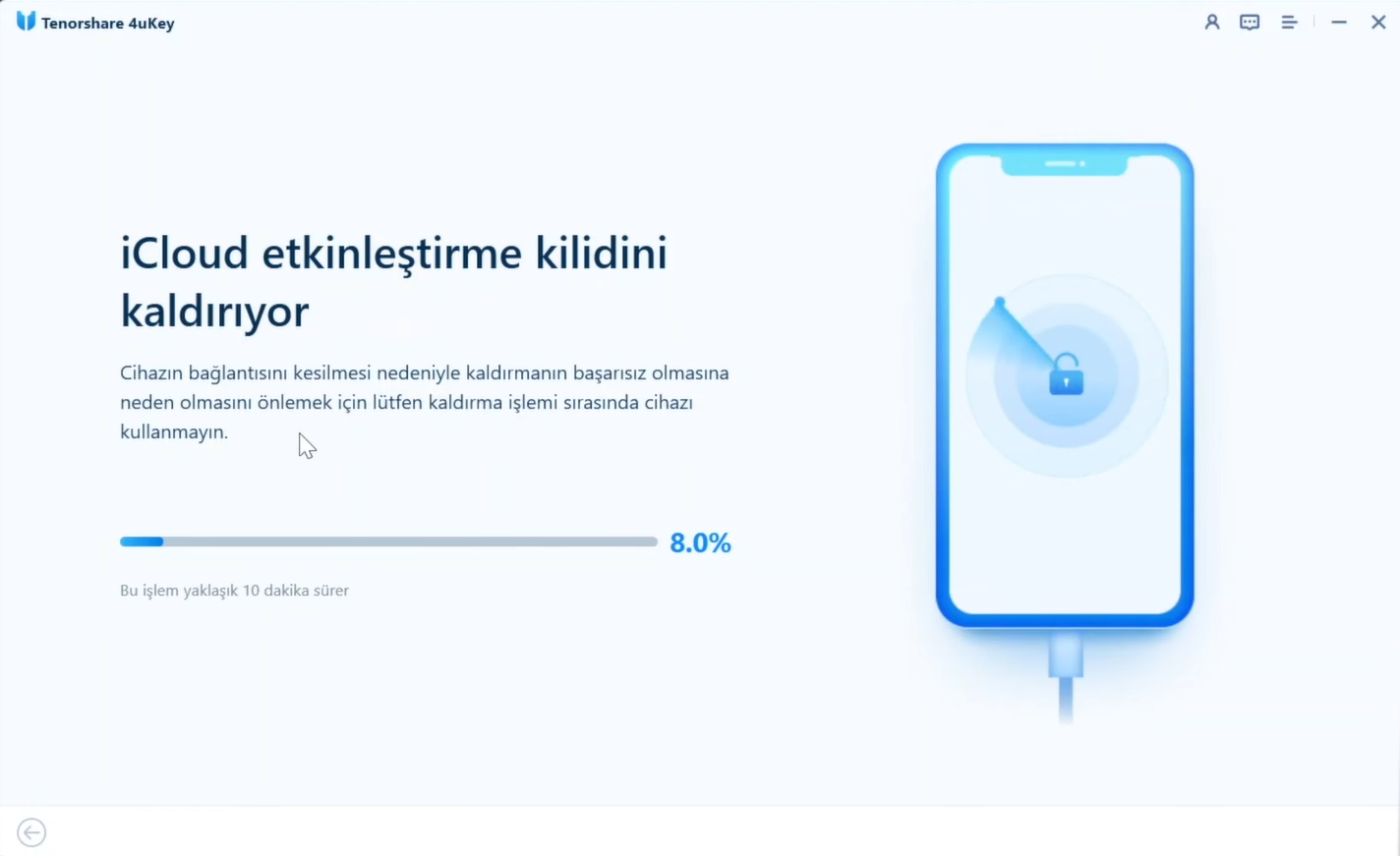 4uKey ile kilit açma işleminin tamamlanması
