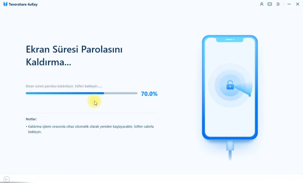 4ukey ile iphone ekran süresi parolasını kaldırıyor
