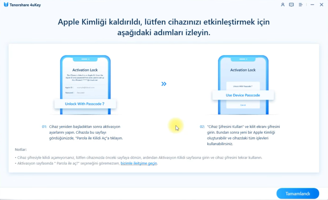 apple kimliği kaldırıldı