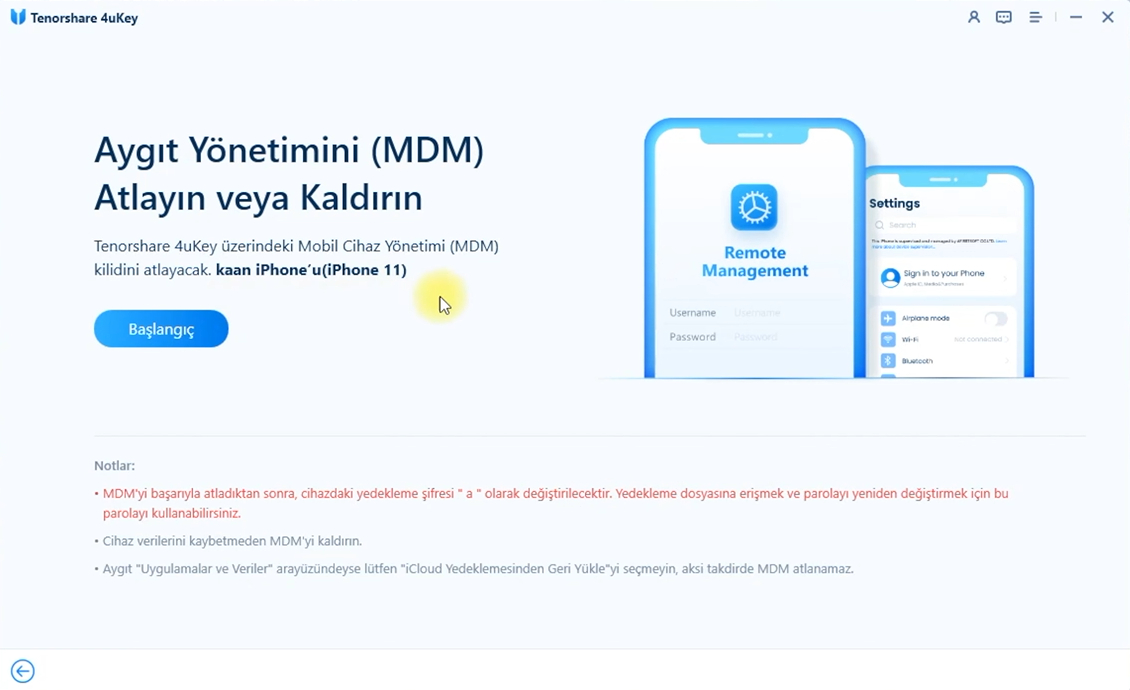 uzaktan yönetim atlamak iphone ipad