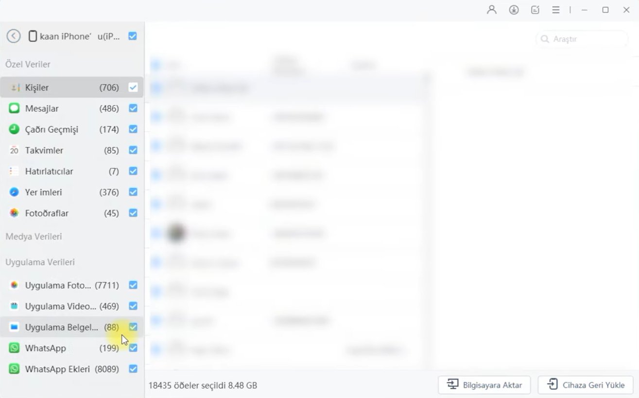 icarefone ile iphone yedekleme