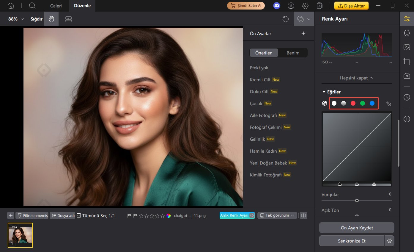 PixPretty Kanal Eğrileri