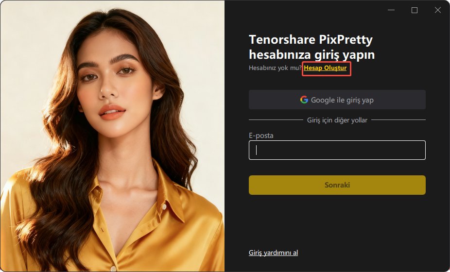 PixPretty'ye nasıl giriş yapılır