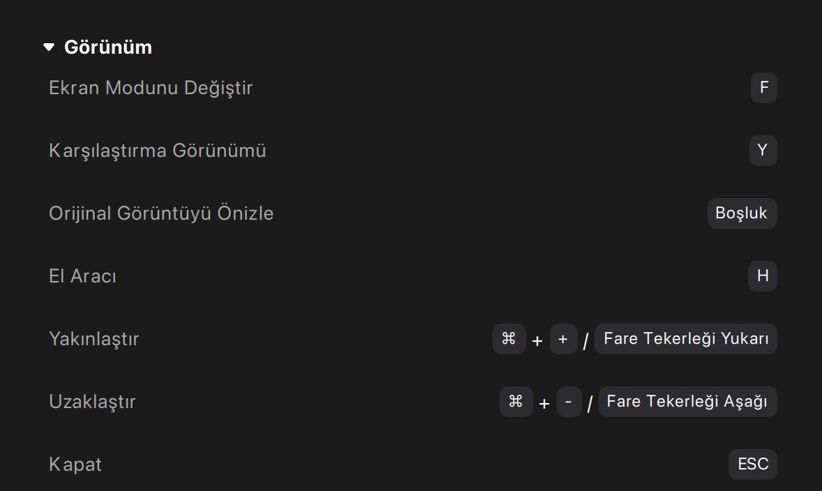 Kısayol Tuşlarını Görüntüle