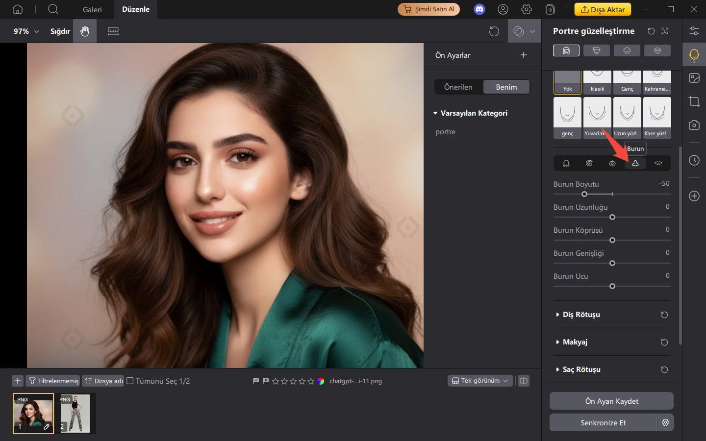 PixPretty Burun Ayarı