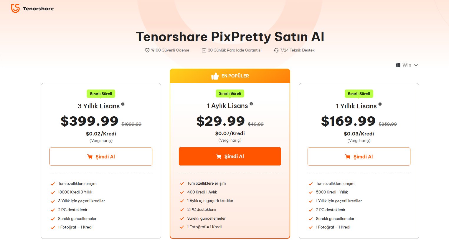 Tenorshare hesap merkezi ekranı