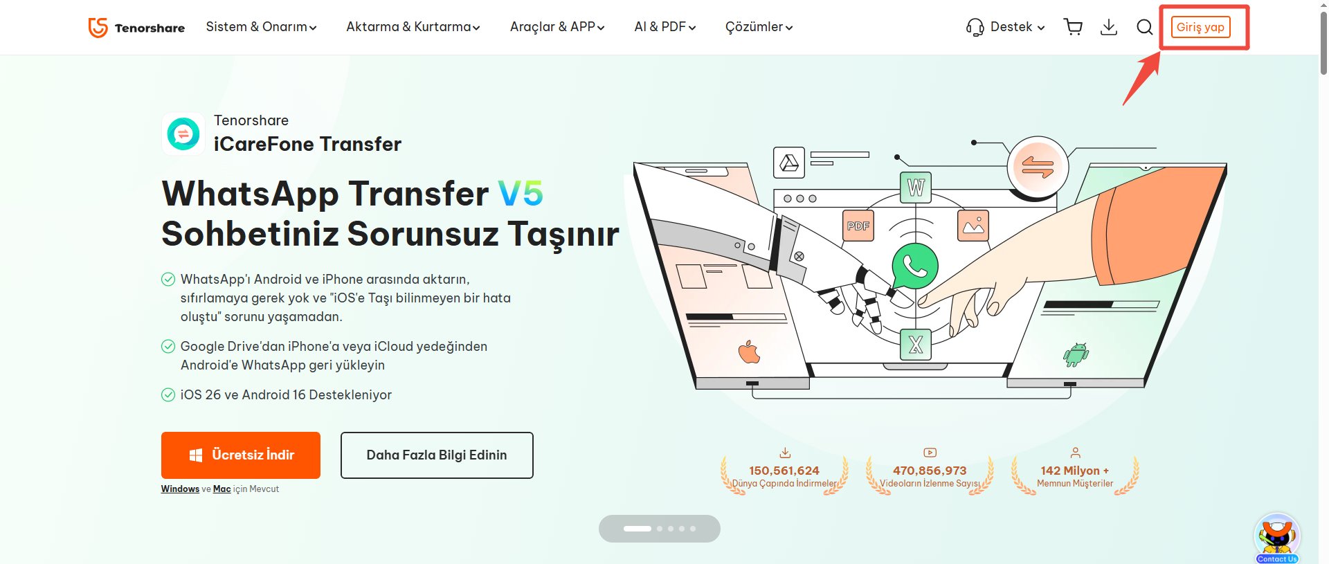 Tenorshare Hesap Merkezi sayfası