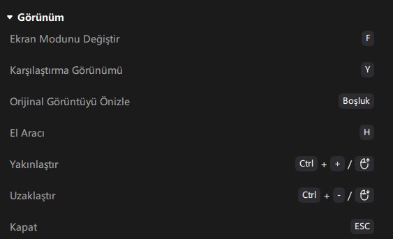 Kısayol Tuşlarını Görüntüle