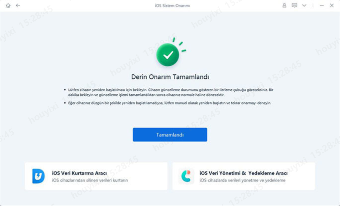 derin onarım tamamlandı