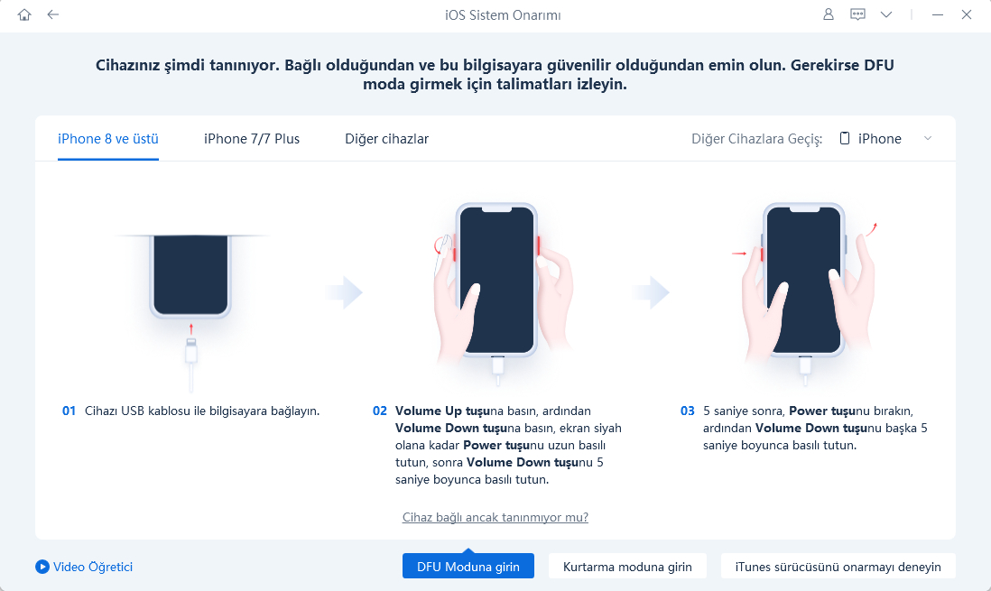 dfu moduna giriş talimatları