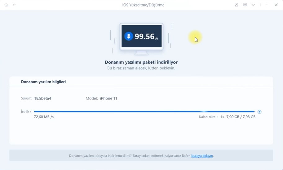 firmware paketi indiriliyor
