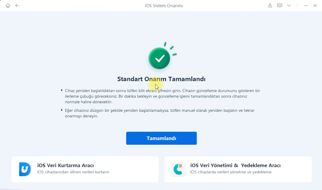 reiboot ile restore hatasını düzeltiildi