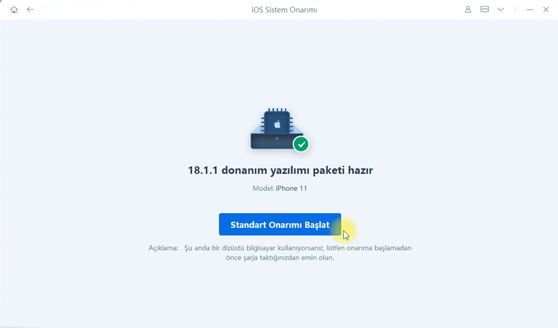 standart onarımı başlat