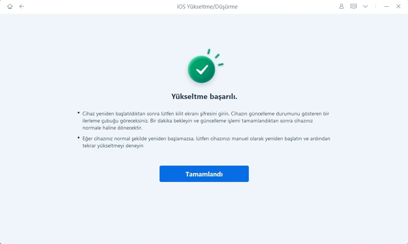 güncelleme tamamlandı