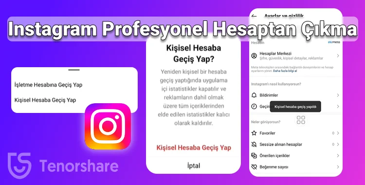 instagram profesyonel hesaptan çıkma