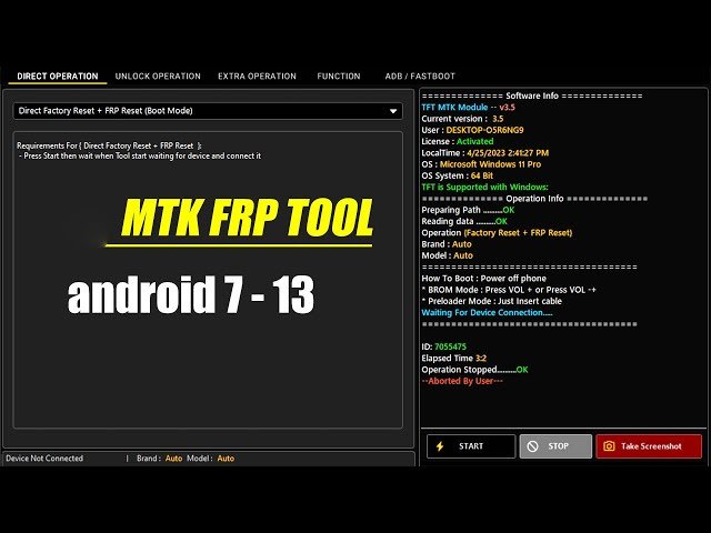 frp bypass aracı - mtk frp lock remove tool