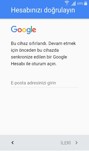 bu cihaz sıfırlandı