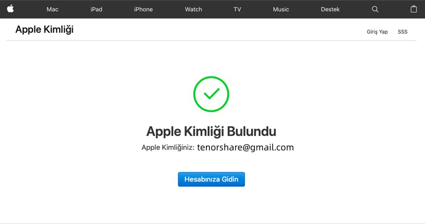 iforgot apple ile apple hesabı bulundu