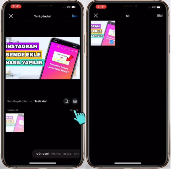 instagram taslaklar nerede