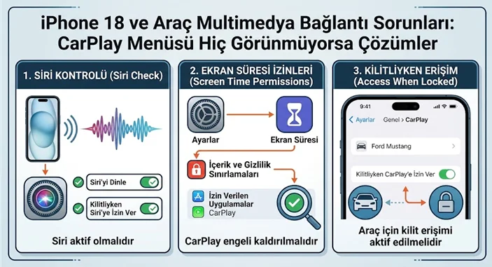 iphone 18 carplay bağlanmıyor