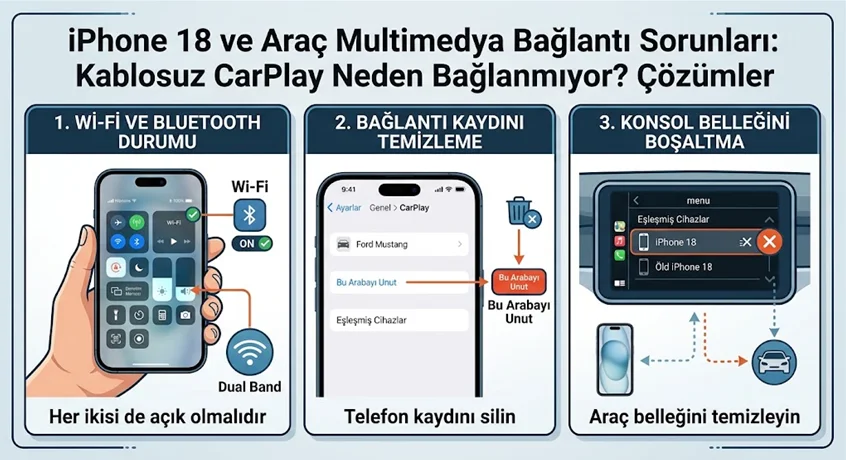 iphone 18 carplay bağlanmıyor