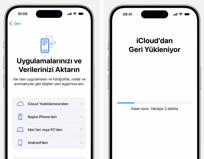 icloud'dan eski iphone'u yeni iphone'a aktarma