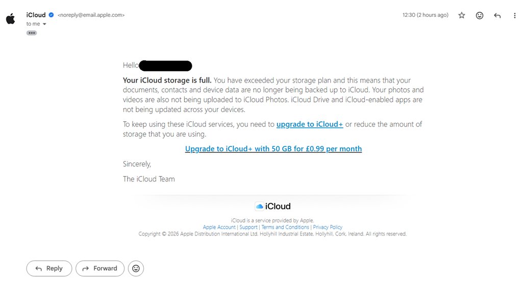 iCloud bulut depolama yenileme dolandırıcılığı