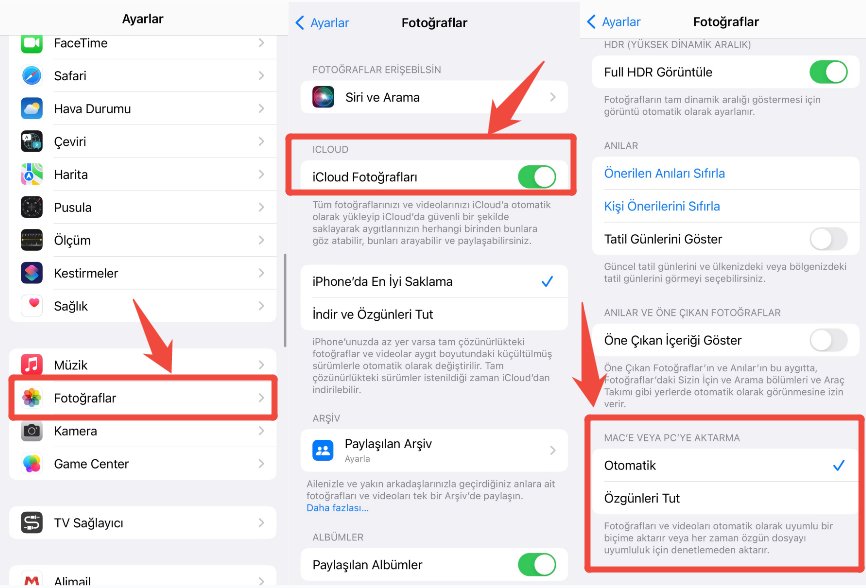icloud daki fotoları bilgisayara atma