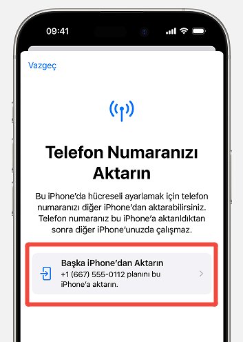 iPhone e-SIM aktarma