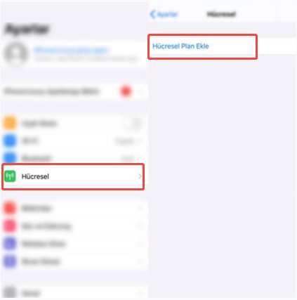 iphone Hücresel Plan Ekle
