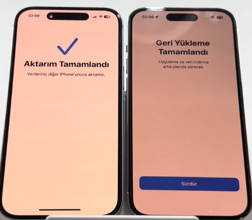 iphone'dan iphone'a aktarma tamamlandı