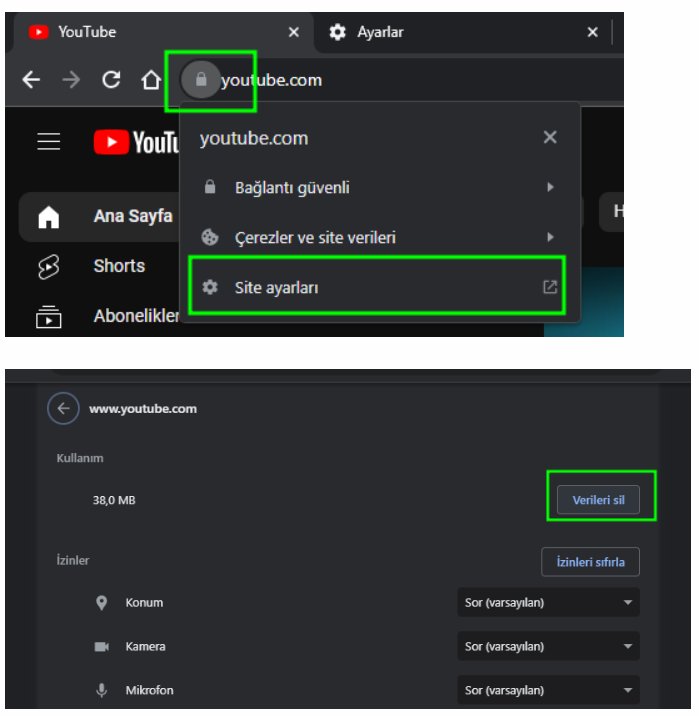 youtube adblock çalışmıyor-çerezleri temizle