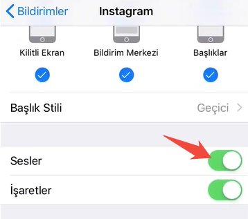 instagram bildirim kapatma veya açma