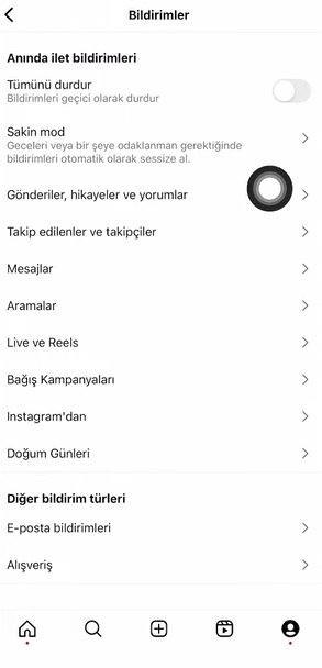 instagram bildirim