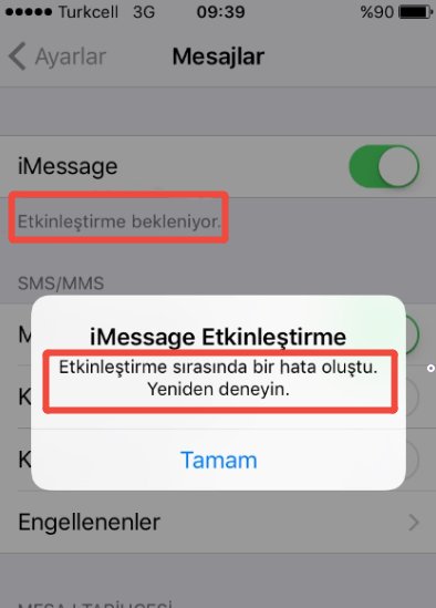 iMessage etkinleştirme bekleniyor