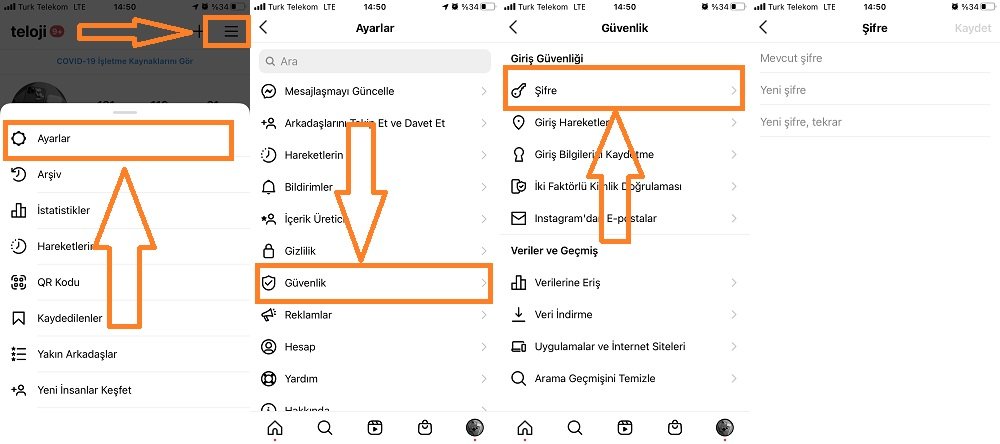 instagram kendi kendine çıkış yapıyorsa şifre değiştirme
