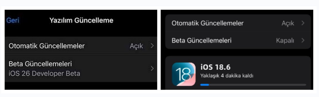 ios 26 beta güncelleme nasıl durdurulur