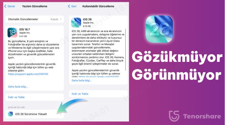 ios 26 gözükmüyor nasl çözülür