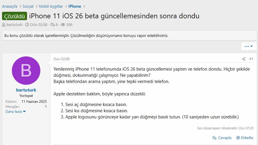 Kullanıcıların Kanıtladığı Çözüm
