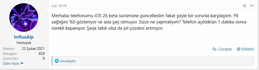 ios 26 pil sağlığı yüzde 0 kaldı