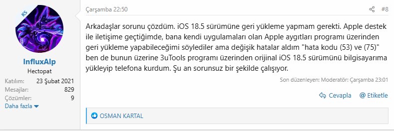 3utools ile ios 26 kaldırma
