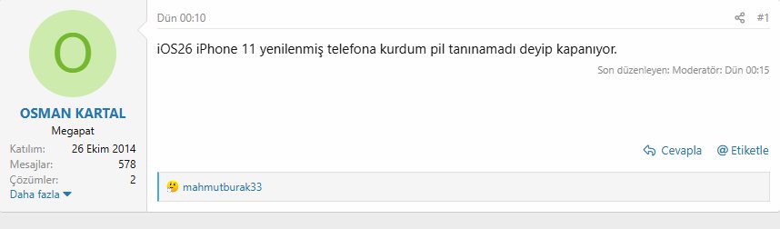 ios 26 pil hatası veriyor