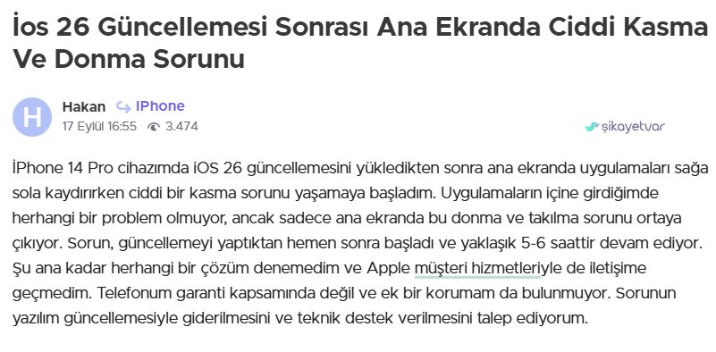 ios 26 kasıyor sorunu