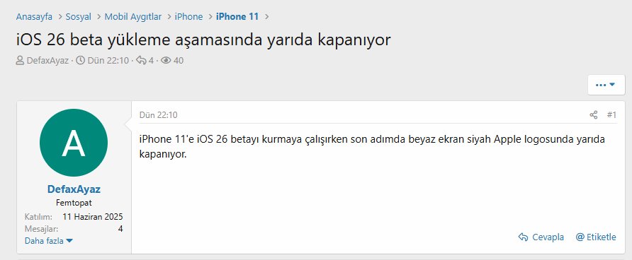 iOS 26 beta yükleme aşamasında yarıda kapanıyor