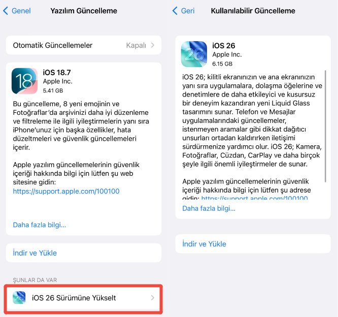 iOS 18.7 vs iOS 26