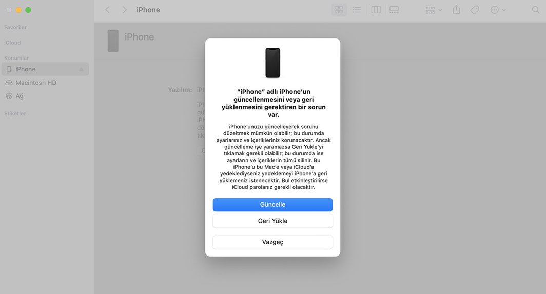 iPhone Güncelleme Yaparken Kurtarma Modunda Kaldı